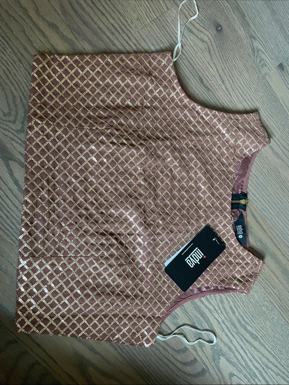 Women's Gold-Patterned Mauve Crop Top